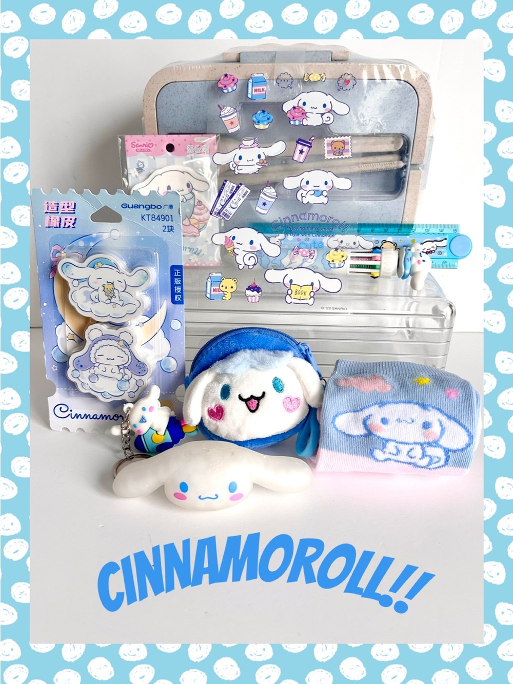 🩵(CIN404) Cinnamoroll Adorable 9-Piece Lunch Box Bundle!